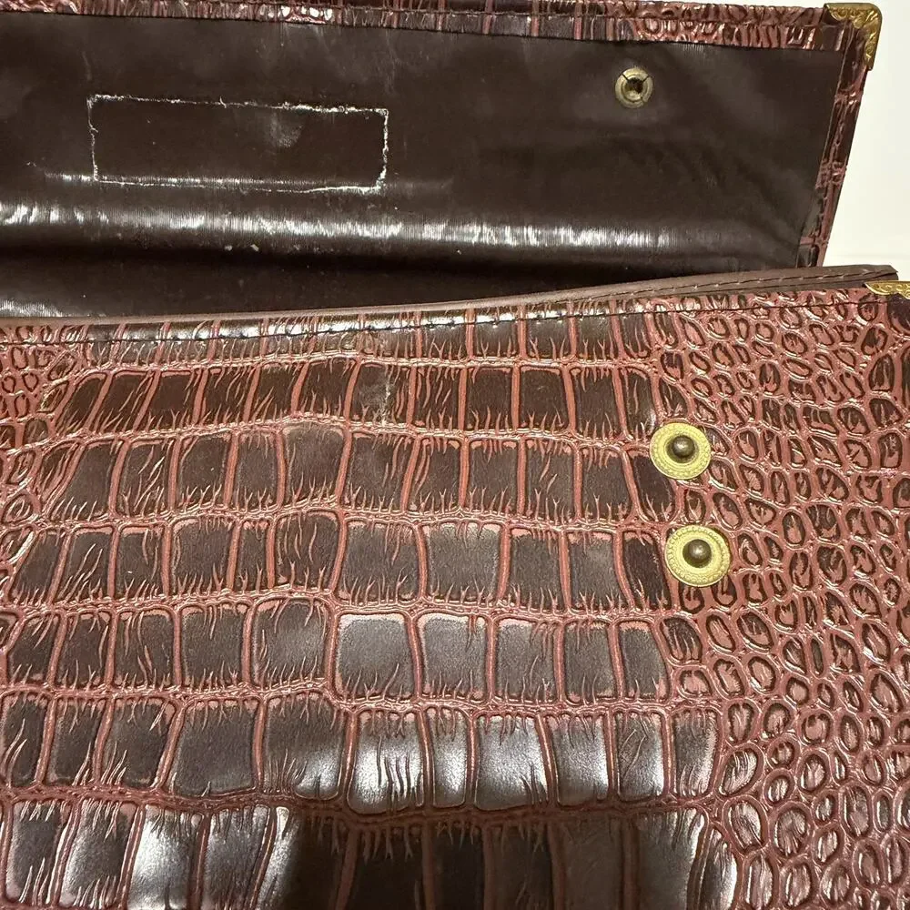 Alligator Skin Folio Portfolio Organizer Folder Executive Large Cognac